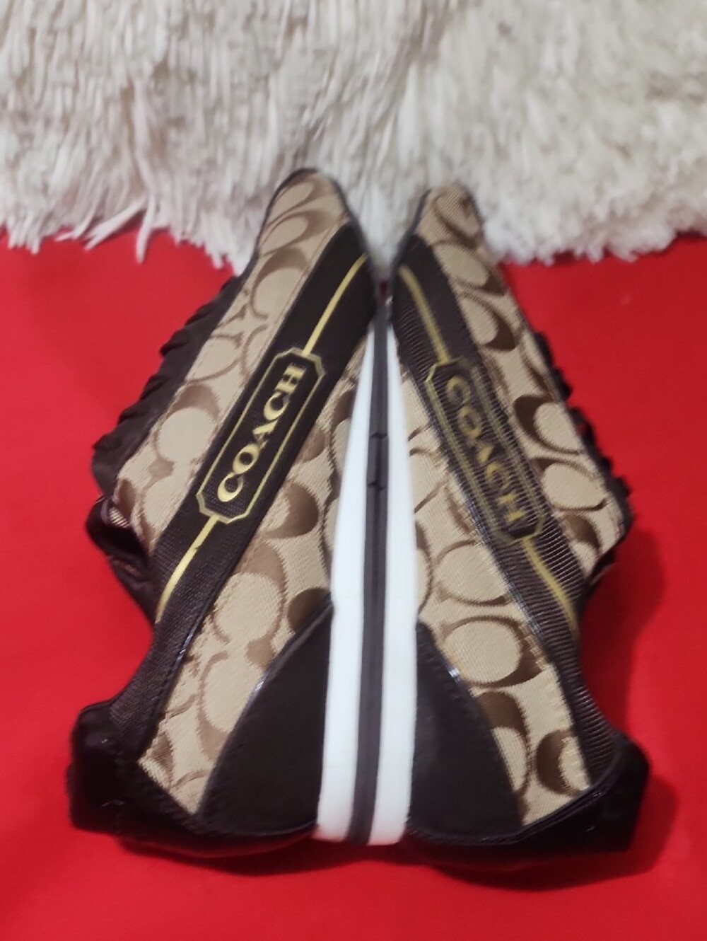 Coach Brown Signature Canvas Low-Top Sneakers with Dark Suede Trim - Picture 7 of 12